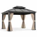 Gartenpavillon aus Aluminium mit Polyester Vorhängen Anthrazit/Beige 300x400 cm