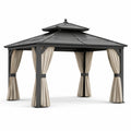 Pavillon aus Aluminium mit Polycarbonatdach und Polyester-Vorhängen