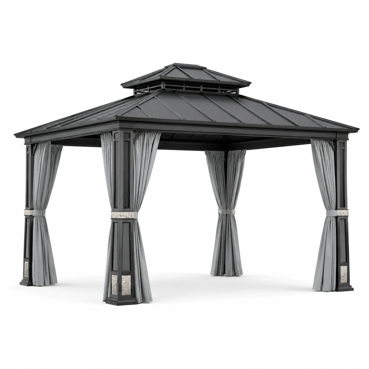 Aluminium Pavillon mit Stahldach 3x3m Grau