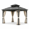 Aluminium Pavillon mit Polyester Vorhängen, Dunkelgrau/Beige
