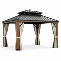 Gartenpavillon aus Aluminium und Holz 3x4m Schwarz/Beige