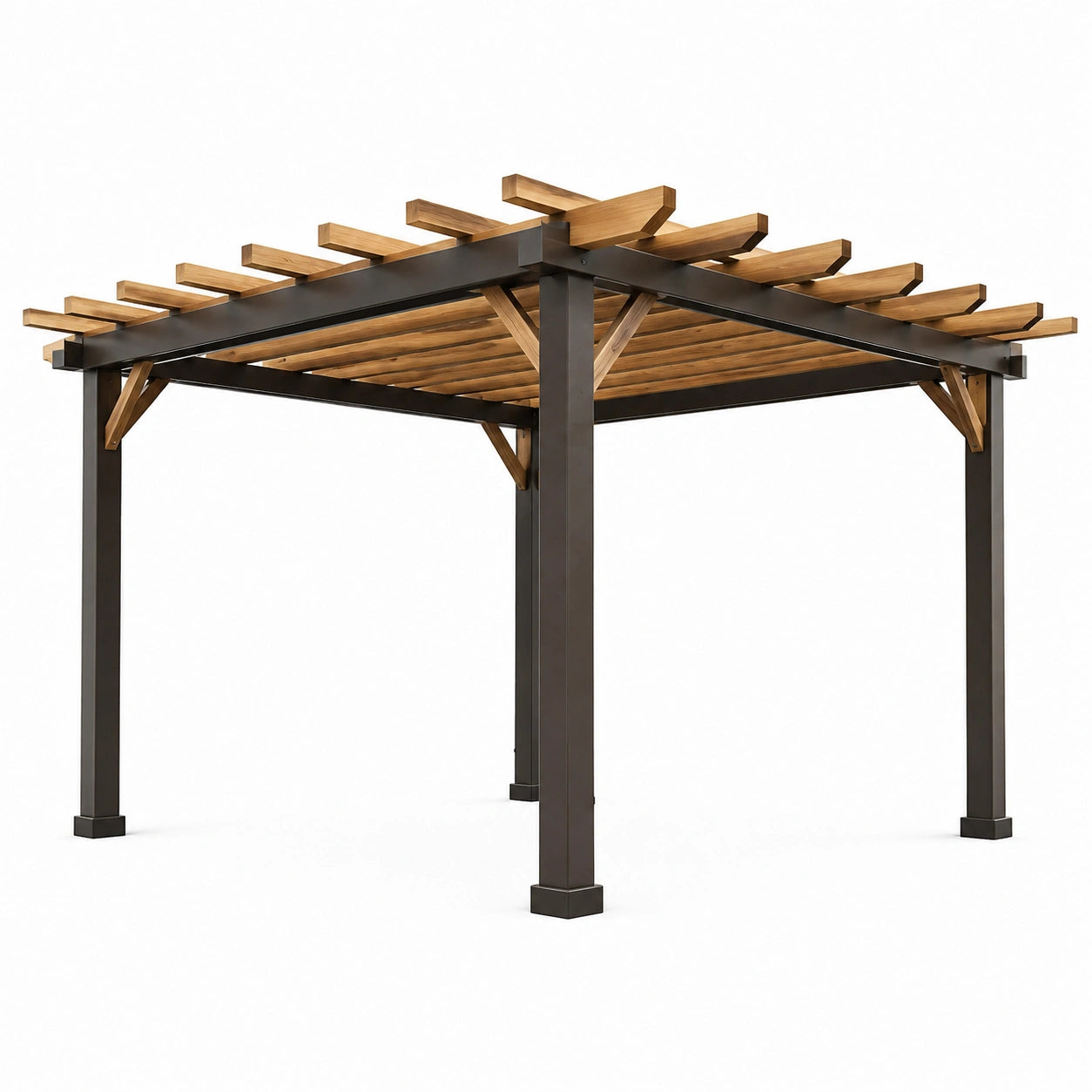 Metall-Holz Pergola 300x300 cm Braun