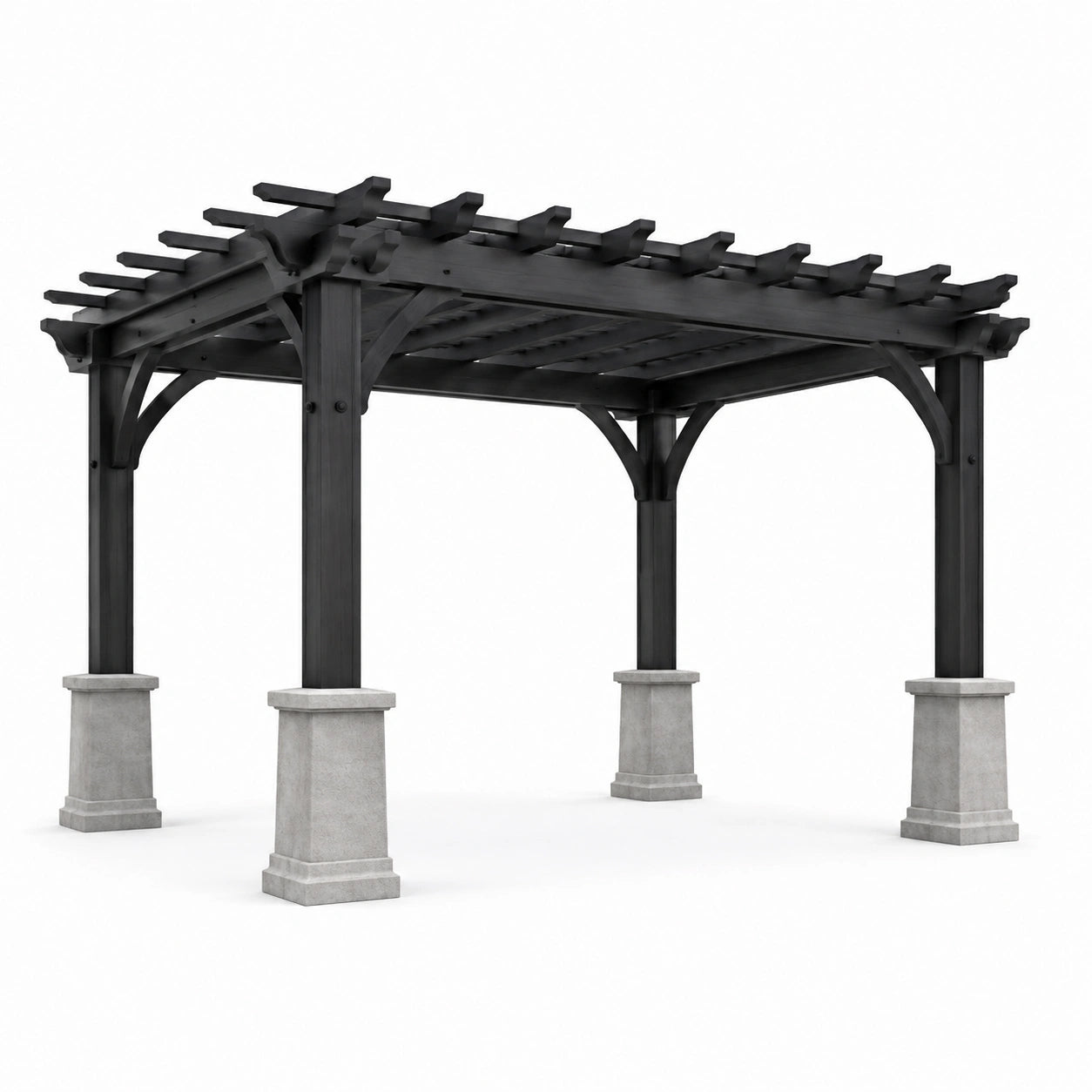 Pergola aus Aluminium mit Betonsäulen Schwarz