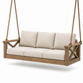 Holzschaukelbank mit Polyesterkissen Beige