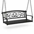 Schwarze Metallschaukelbank mit Ornamenten