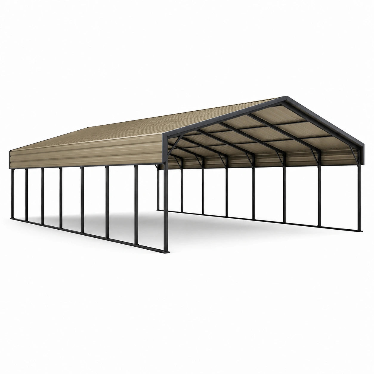 Carport aus Stahl und Aluminium Beige 600x300x250cm