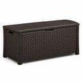 Aufbewahrungsbox aus Kunststoff in Braunem Rattan-Look 117x45x57cm