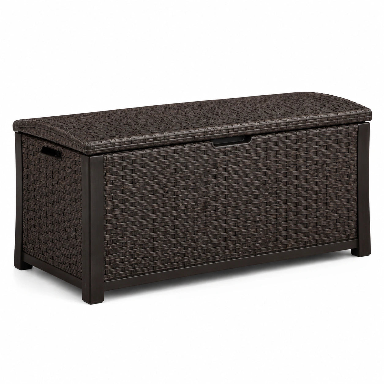 Aufbewahrungsbox aus Kunststoff in Braunem Rattan-Look 117x45x57cm