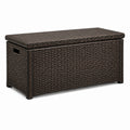 Rechteckige Polyrattan-Gartenbox in Braun mit Stahlrahmen, 120x60x50cm