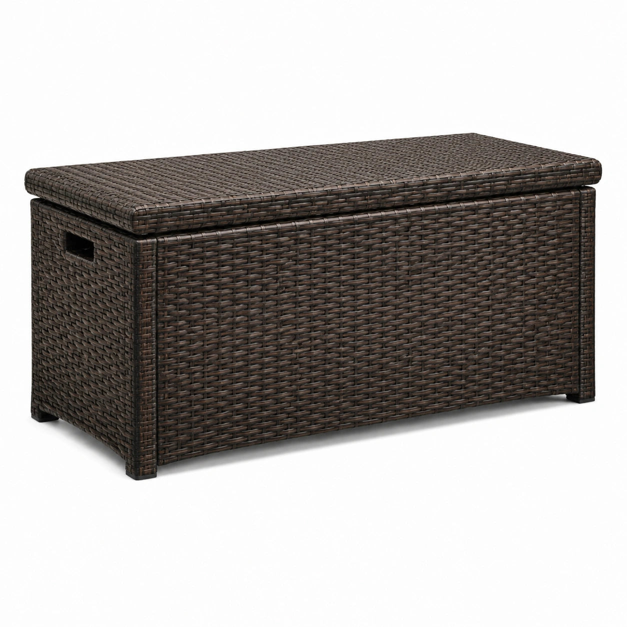 Rechteckige Polyrattan-Gartenbox in Braun mit Stahlrahmen, 120x60x50cm