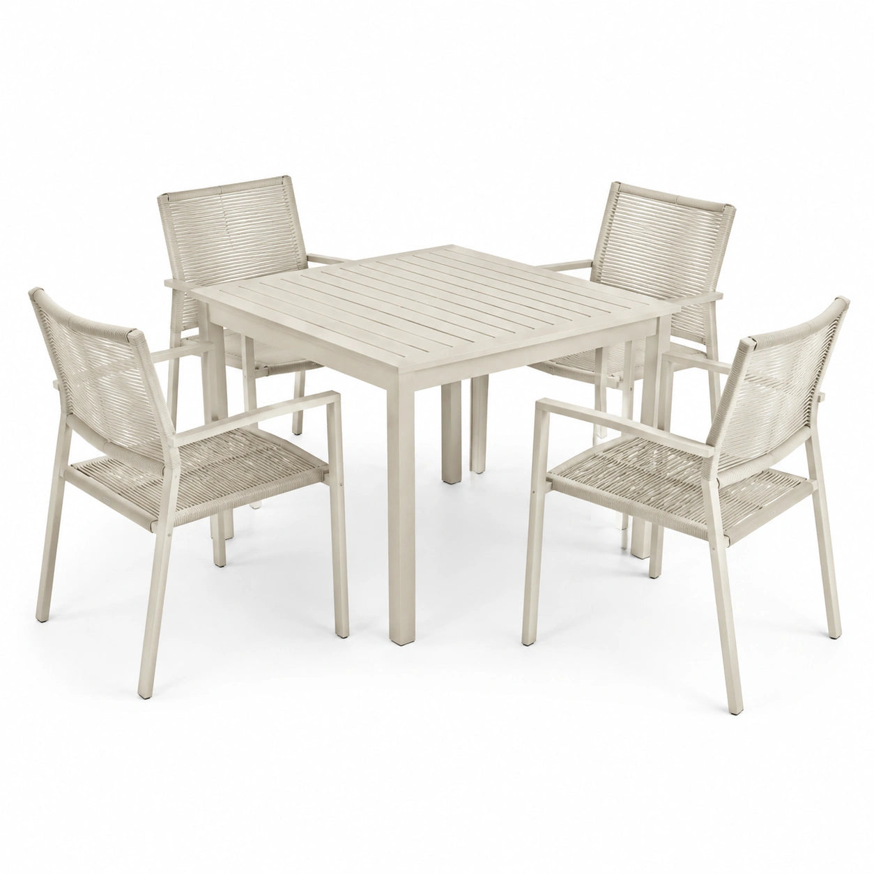 Gartenset aus Aluminium mit Kunststoffgeflecht in Beige