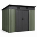 Metall Gartenhaus mit Schiebetür olivgrün/schwarz 220x130x170 cm