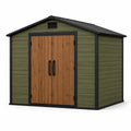 Gartenhaus aus Polypropylen grün mit Holzoptik 230x192x218 cm