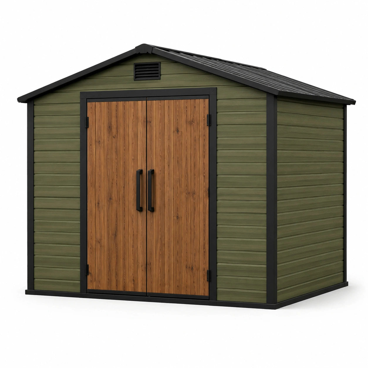 Gartenhaus aus Polypropylen grün mit Holzoptik 230x192x218 cm