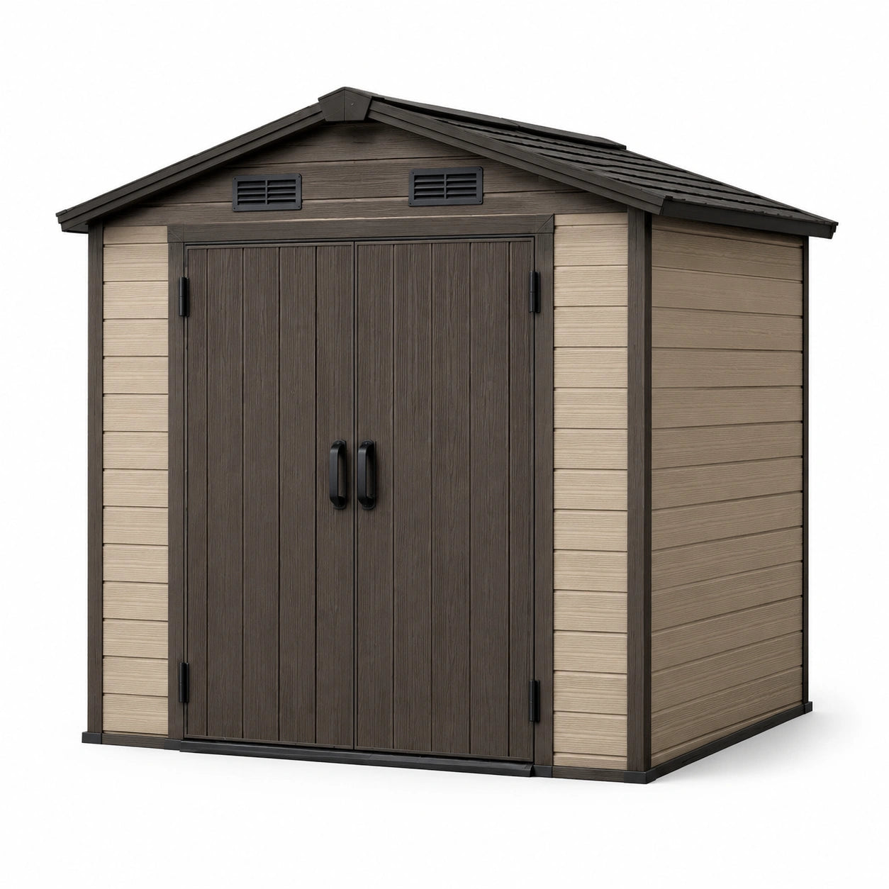 Kunststoff Gartenhaus Braun Beige 190x120x200 cm