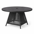 Runder Gartentisch aus Aluminium und Stahl mit Polyesterseilgeflecht, Schwarz, Durchmesser 120 cm