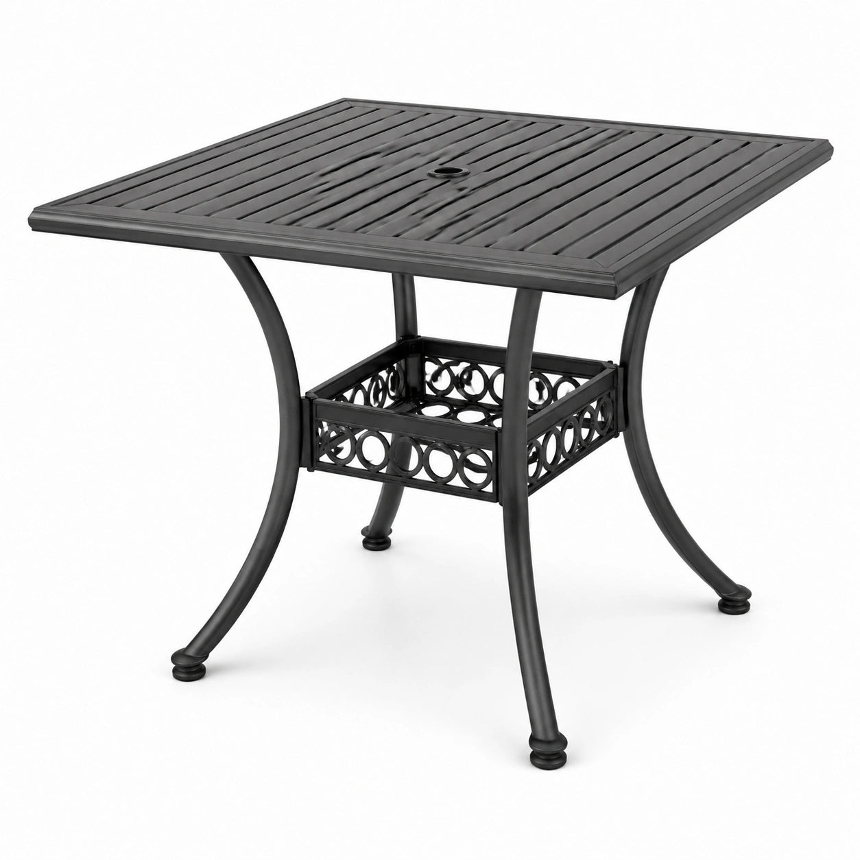 Quadratischer Metall-Gartentisch Schwarz 90x90x72 cm