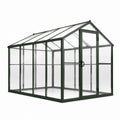 Gewächshaus Aluminiumrahmen gehärtetes Glas 300x250x200 cm Dunkelgrün
