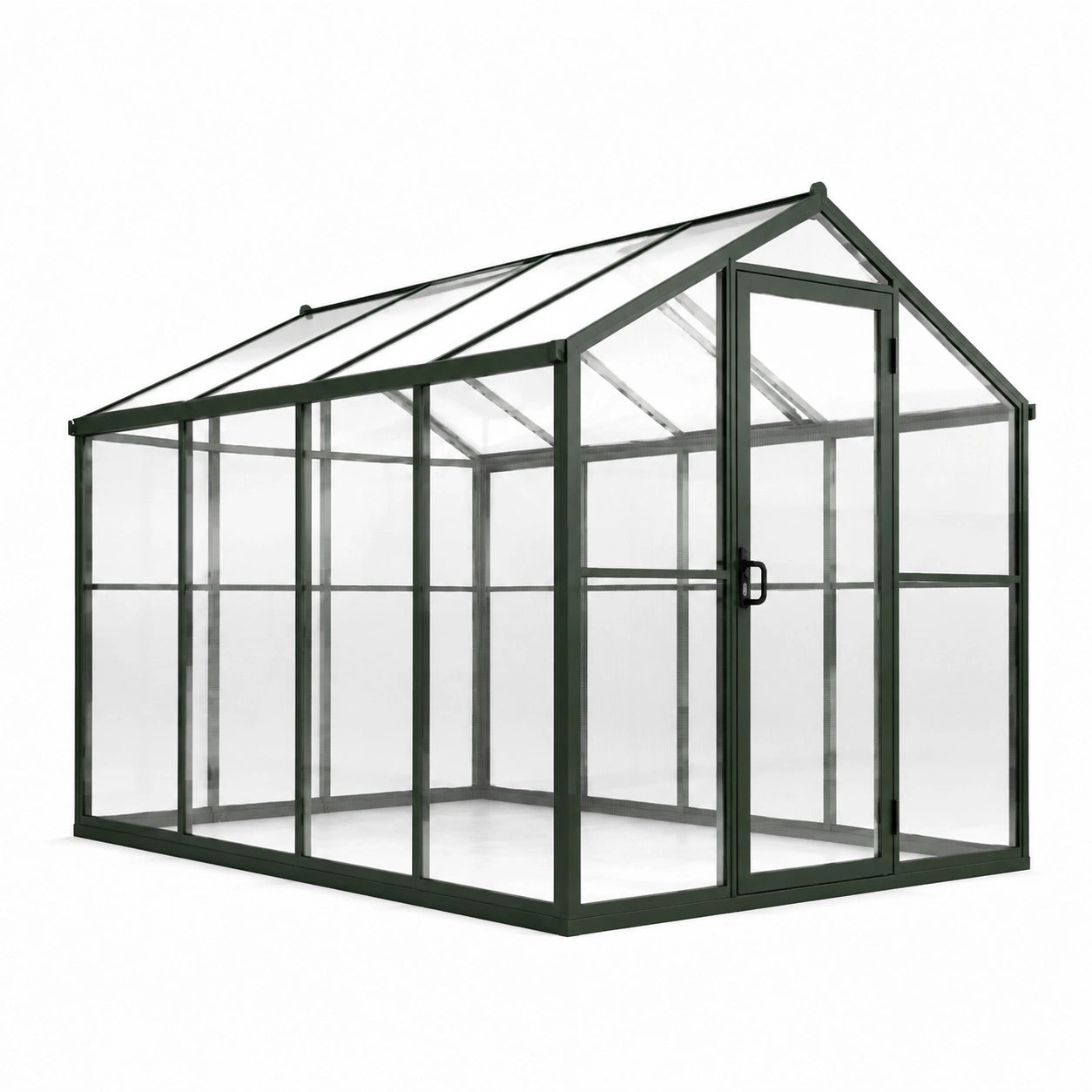 Gewächshaus Aluminiumrahmen gehärtetes Glas 300x250x200 cm Dunkelgrün