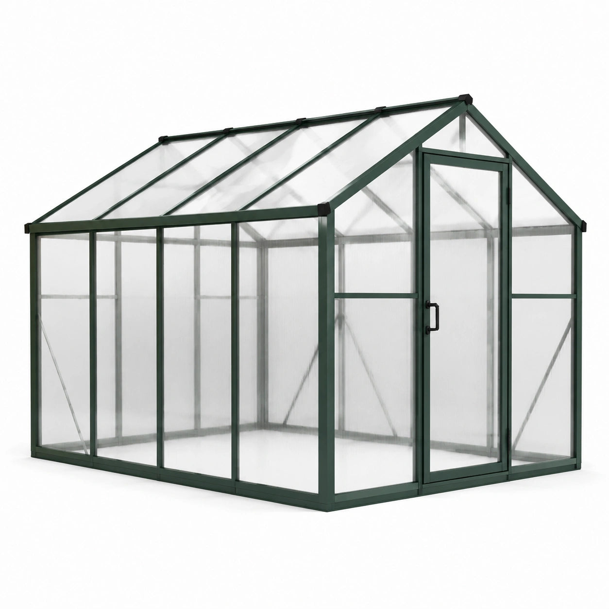 Aluminium Gewächshaus mit Polycarbonatplatten Grün 250x190x195 cm