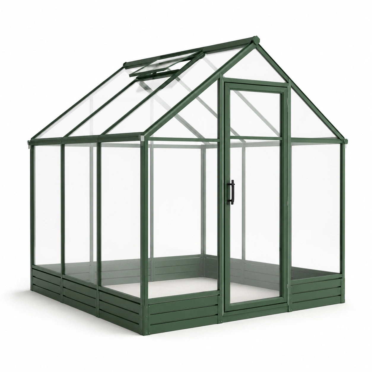 Gewächshaus Aluminium Grün mit gehärtetem Glas 200x200x200cm