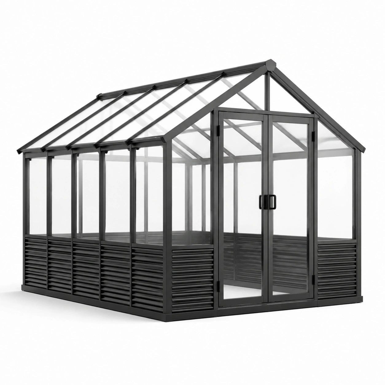 Gewächshaus aus Aluminium und gehärtetem Glas Dunkelgrau 300x200x250 cm