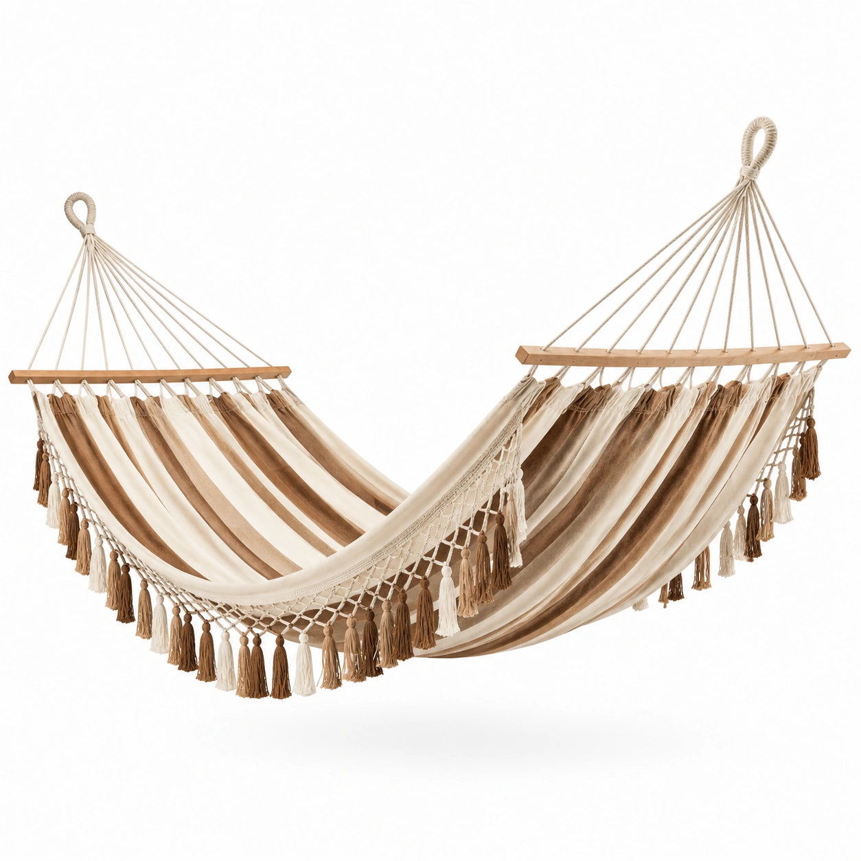Baumwoll-Hängematte mit Quasten Beige/Braun 200x150 cm