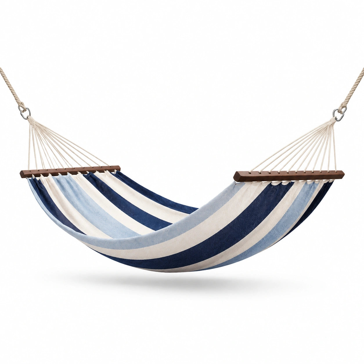 Hängematte Baumwolle Blau/Weiß Gestreift 200x150 cm