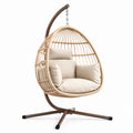 Hängesessel aus Rattan und Metall mit Kissen Beige