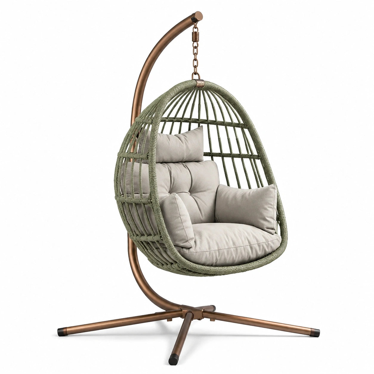 Hängesessel aus Polyrattan mit Stahlgestell Grün